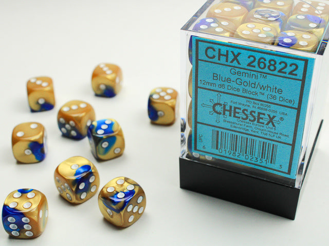 Chessex Dice - Gemini Blue Gold White (16mm Dice)
