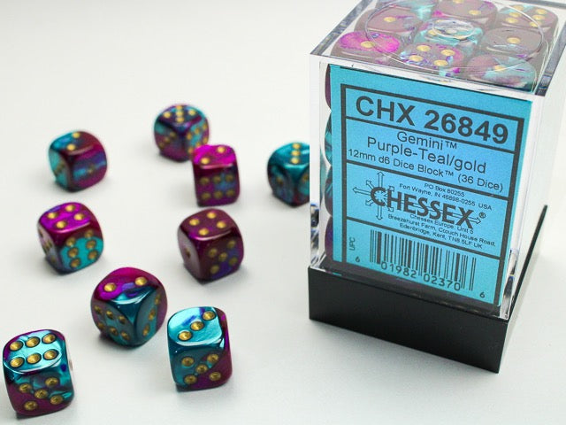Chessex Dice - Gemini Purple Gold Teal