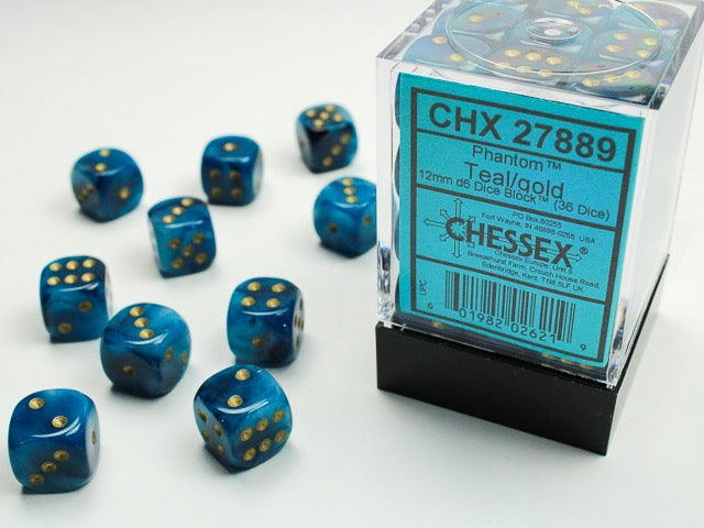 Chessex Dice - Phantom Teal Gold