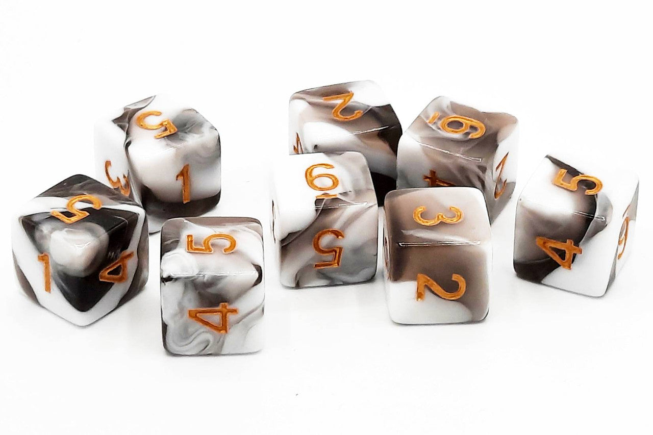 Old School D6 Set Vorpal - Black and White with Gold