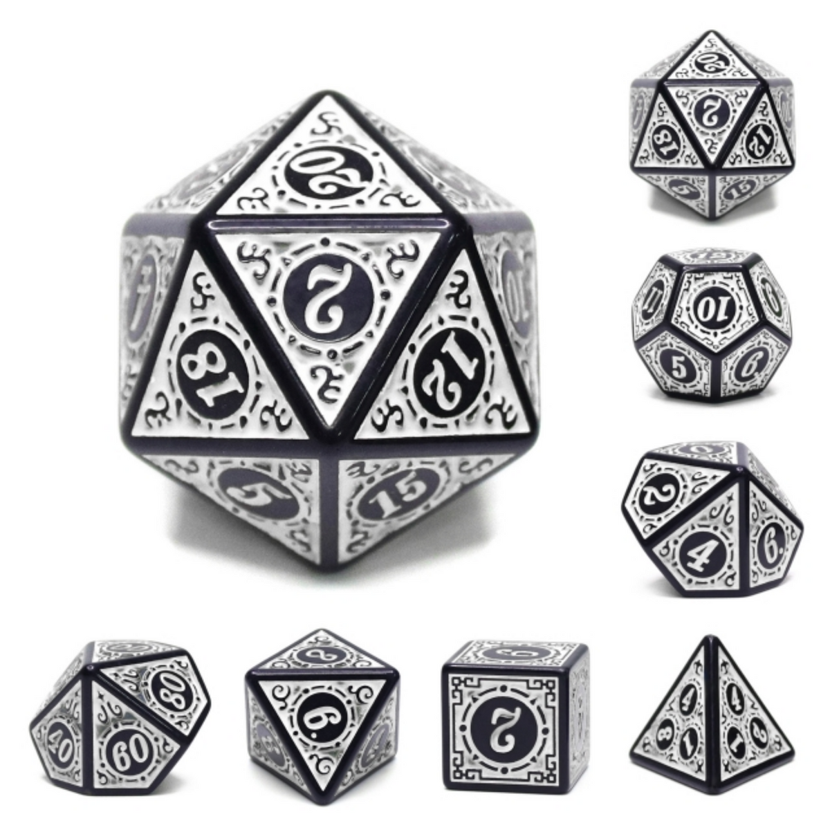 Magic Flame White RPG Dice Set
