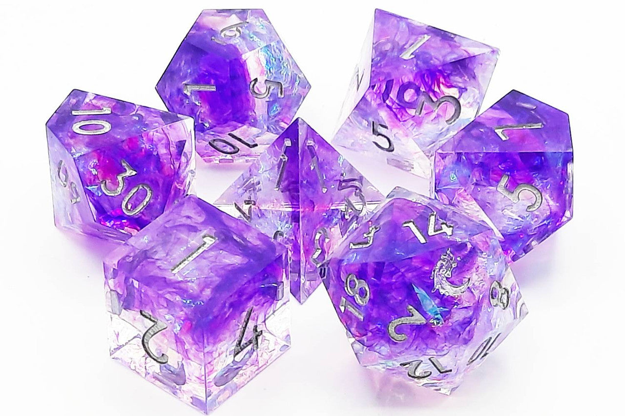 Dice Set: Sharp Edged - Bursts of Purple