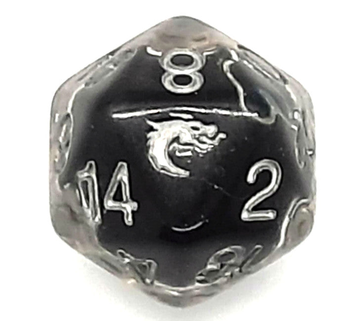 D20 DnD RPG Die: Liquid Infused - Metallic Black