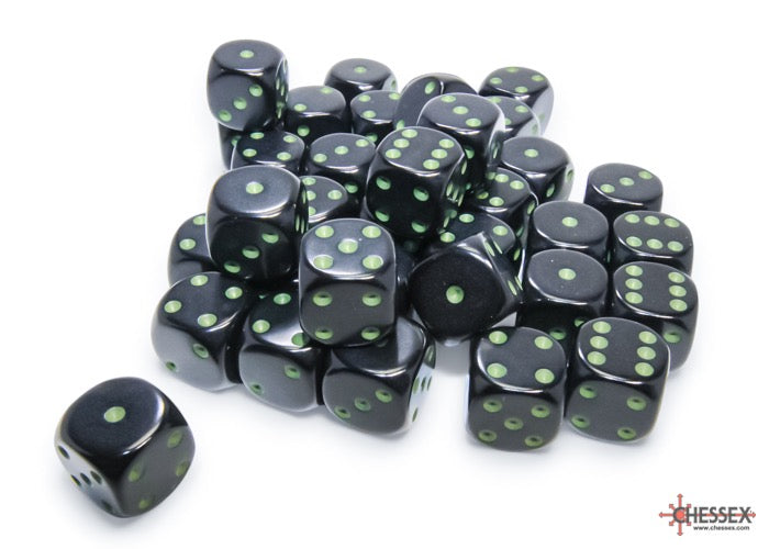 Chessex Dice - Opaque Black Green