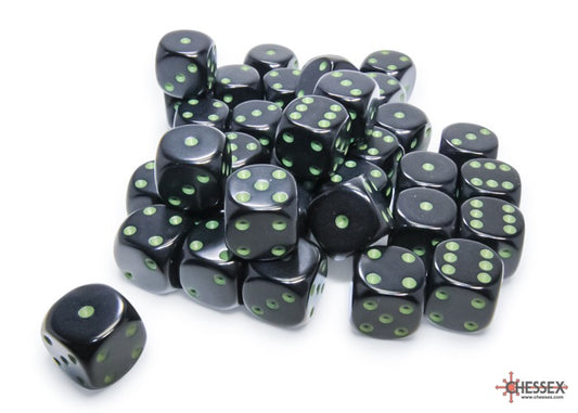 Chessex Dice - Opaque Black Green