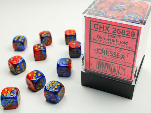 Chessex Dice - Gemini  Blue Red Gold (16mm Dice)