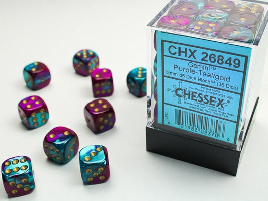 Chessex Dice - Gemini Purple Gold Teal