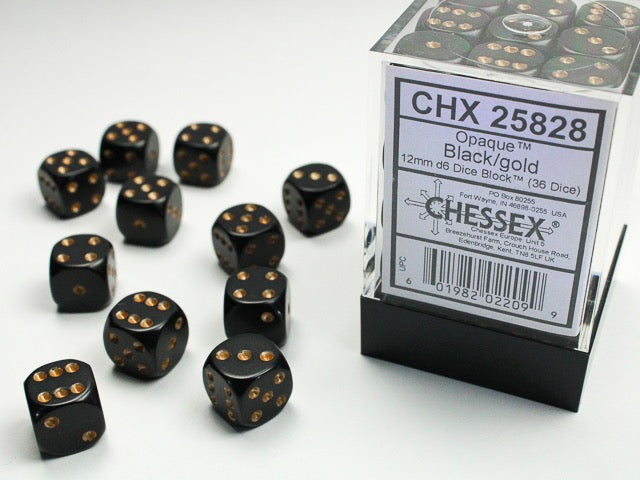 Chessex Dice - Opaque Black Gold