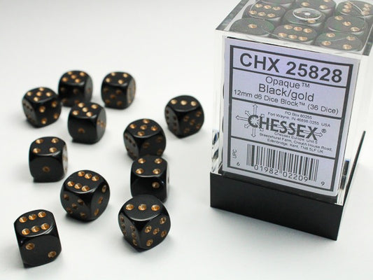 Chessex Dice - Opaque Black Gold