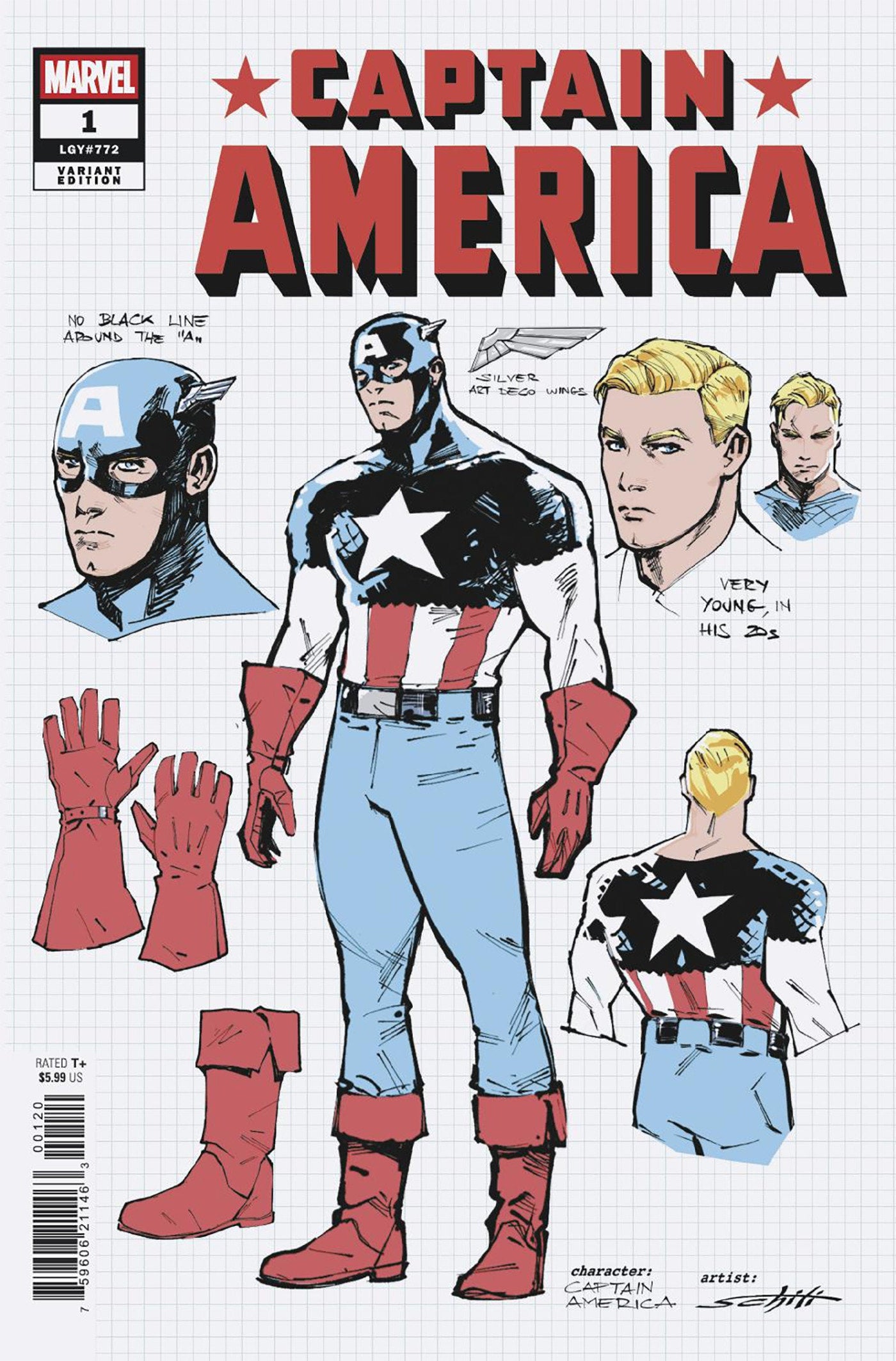 Captain America #1 Valerio Schiti 1:10 Design Variant