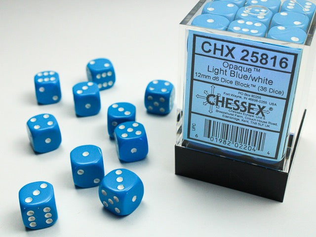 Chessex Dice - Opaque Blue White