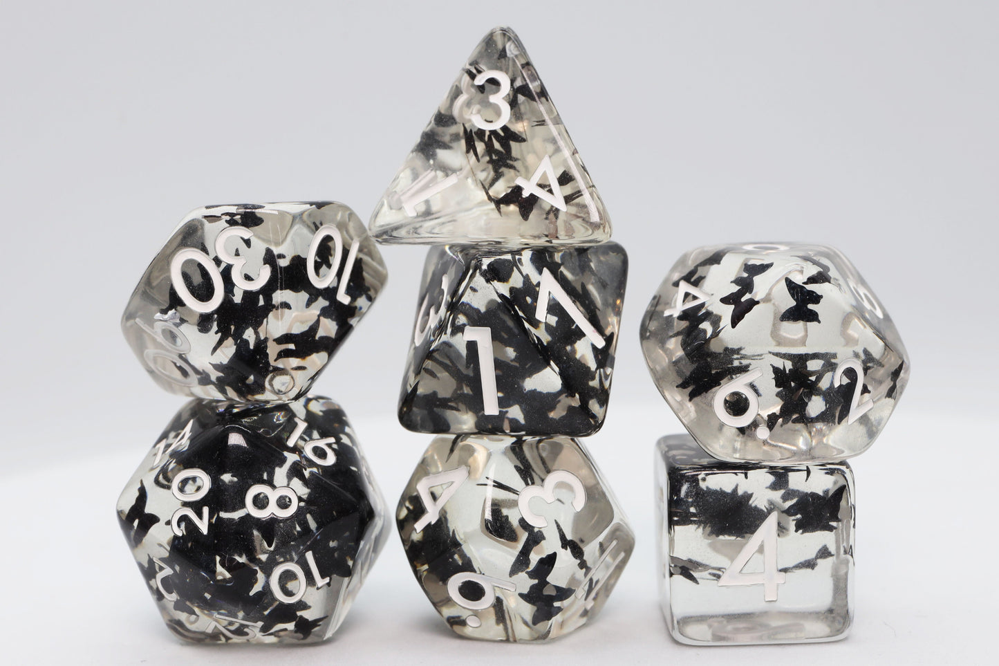 Black Butterfly Kiss RPG Dice Set