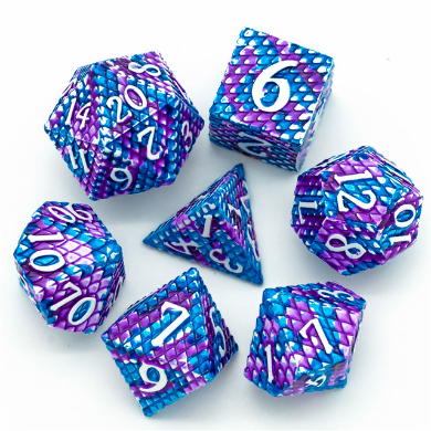 Dragon Scale: Ice Metal RPG Dice Set