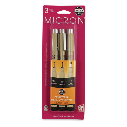 Sakura Pigma Micron Pens - Set of 3, Black, Bold Assorted