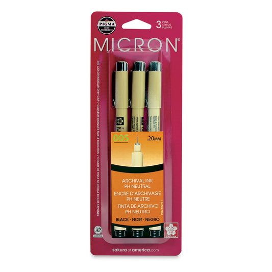 Sakura Pigma Micron Pens - Set of 3, Black, 005
