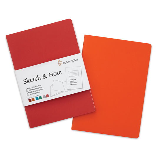 Hahnemühle Sketch and Note Booklets - Red and Orange, 5.83" x 8.27", Pkg of 2