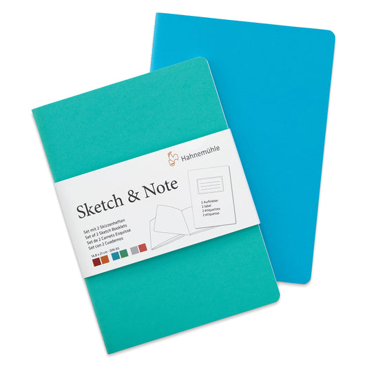 Hahnemühle Sketch and Note Booklets - Blue and Green, 5.83" x 8.27", Pkg of 2