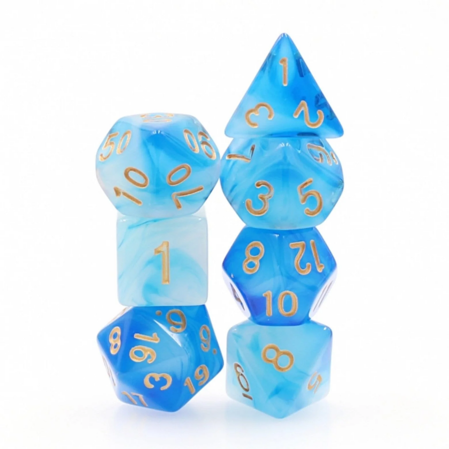 Blue Milky Dice Set