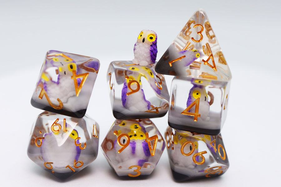 Purple Owl Dice Set