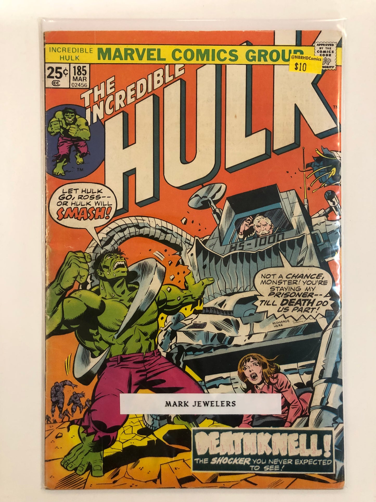 The Incredible Hulk #185 Mark Jewelers Insert