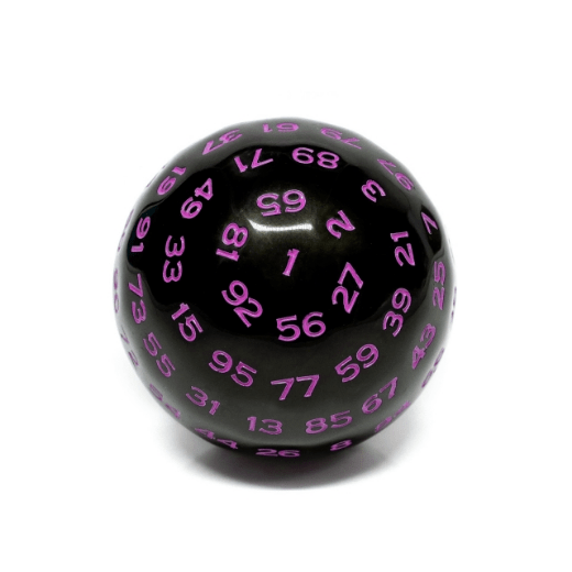 100 Sided Die - Black with Purple