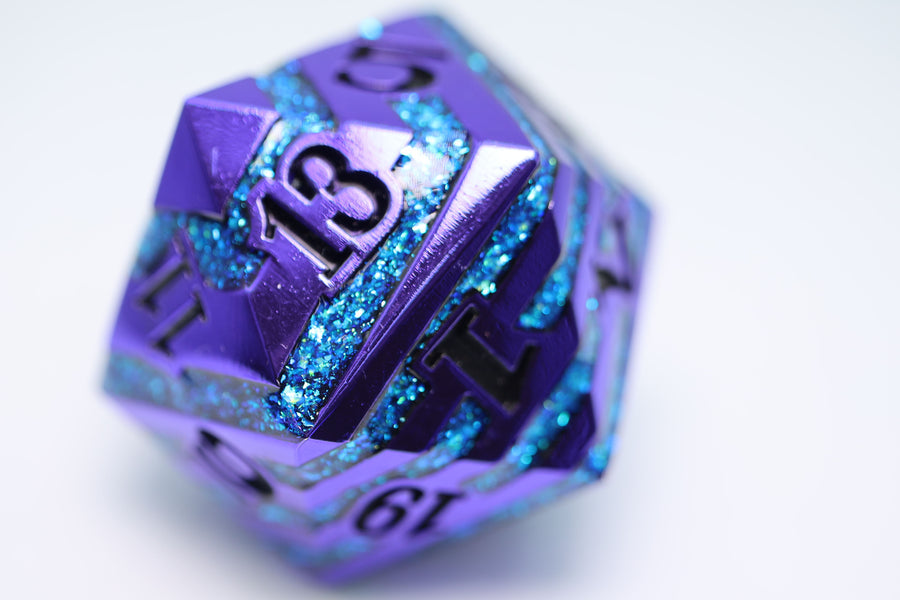 Purple with blue mica dice D20