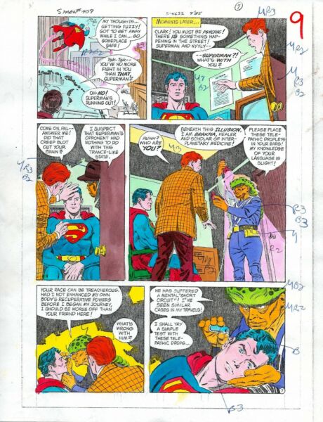 Superman 409 Pg 9 Original Color Guide Artwork