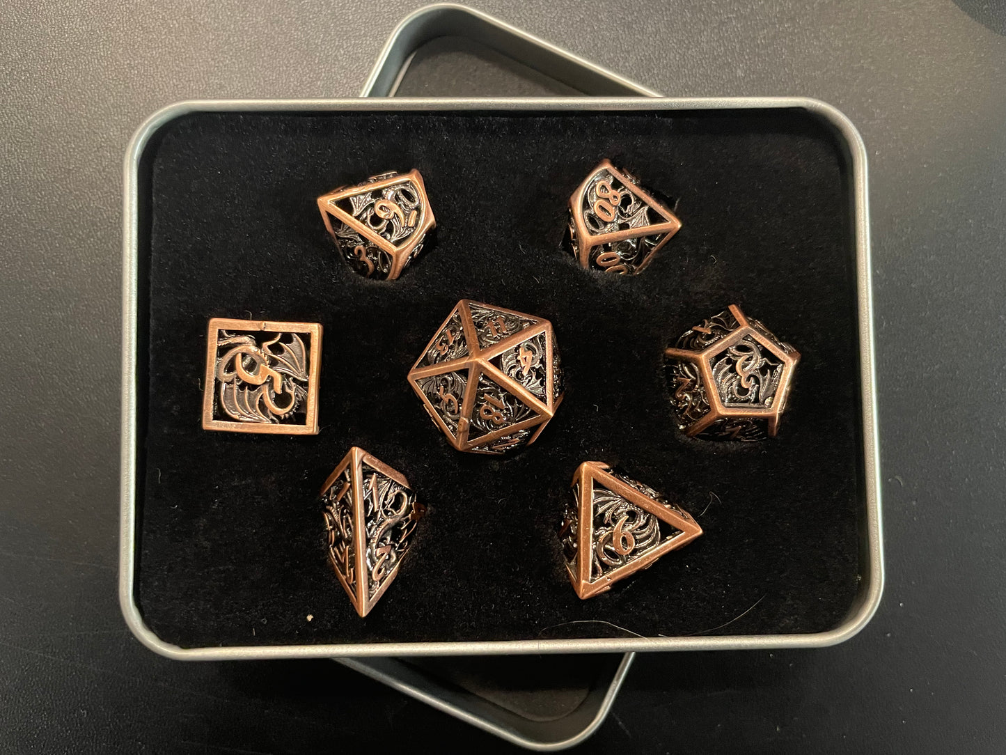 Hollow Copper Dragon RPG Metal Dice Set