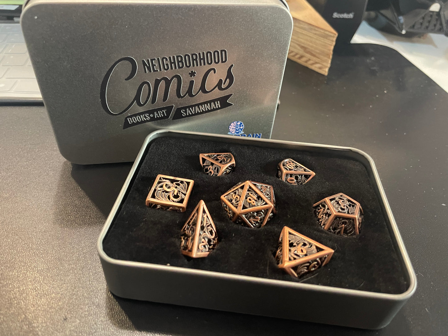 Hollow Copper Dragon RPG Metal Dice Set