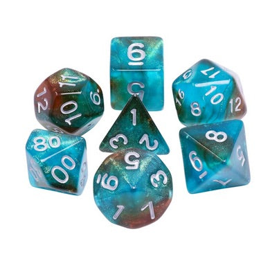 Glow In The Dark Blue Nebula RPG Dice Set